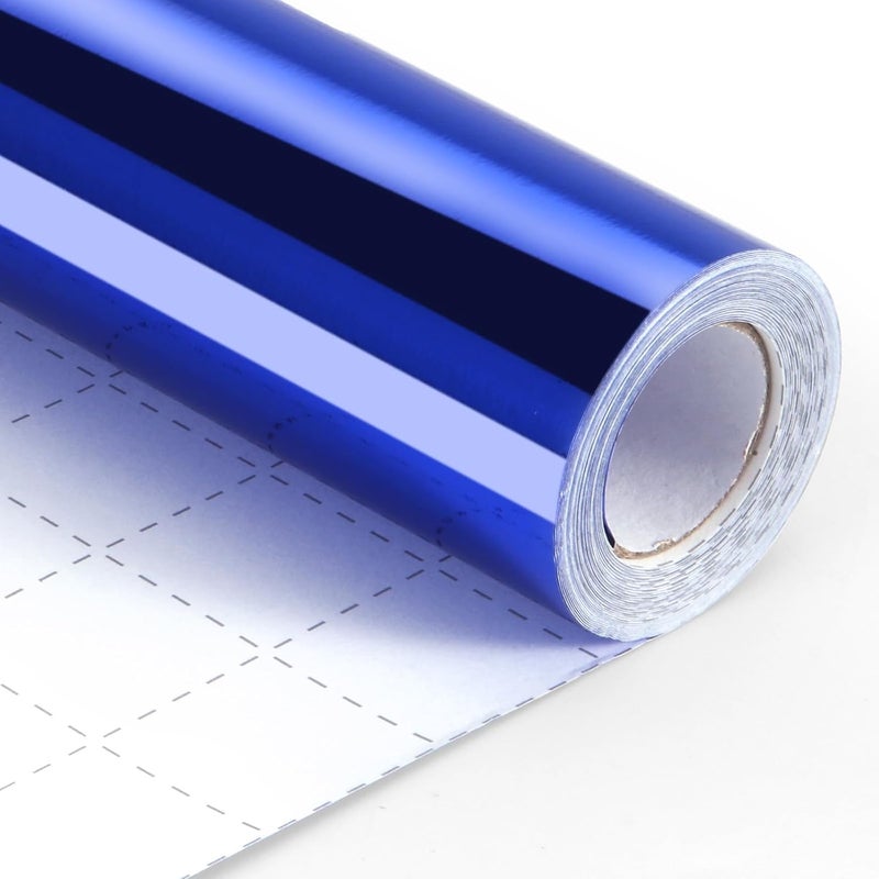 Donyang Blue Wrapping Paper, 17inch x 33ft Solid Color Metallic Lustre Paper, Blue Gift Wrapping Paper with Grid Cutting Lines Perfect for Birthday, Fathers Day, Gender Reveal Party, Christmas, Baby Shower - Image 1